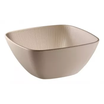 APS NERO kvadratinė padėklo lėkštė 250 x 250 mm smėlio spalvos melaminas, sukraunama, atspari karščiui, tinkama plauti indaplovėje 85417