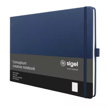 SIGEL Conceptum A4 gulsčio formato taškinio tinklelio užrašų knyga, tamsiai mėlynu kietu viršeliu, 132 puslapiai, CO206