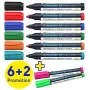 Schneider Maxx 290 mokyklinės ir flipčarto žymeklių rinkinys, 8 skirtingų spalvų, apvalus antgalis 2,0-3,0 mm, 129098