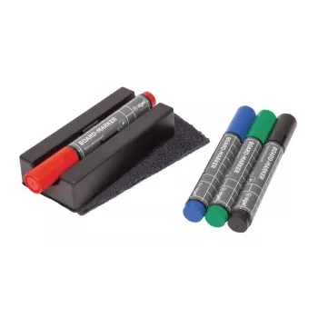 SIGEL BA151 magnetinis baltos lentos priedų rinkinys - 4 žymekliai, magnetinė trintukė, laikiklis, 50 ml valymo purškalas, 10 šluostelių, juodas