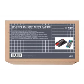SIGEL BA151 magnetinis baltos lentos priedų rinkinys - 4 žymekliai, magnetinė trintukė, laikiklis, 50 ml valymo purškalas, 10 šluostelių, juodas