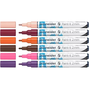 Schneider Paint-It 310 V3 akriliniai markeriai, įvairių spalvų, 2,0 mm, 6 vnt. 120197