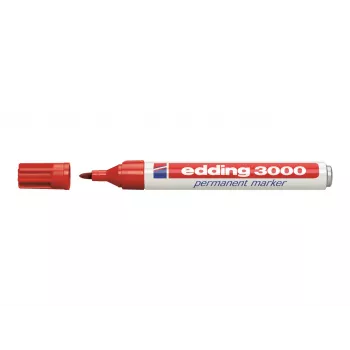 Edding 3000 Nuolatinių žymeklių rinkinys, 4 skirtingos spalvos (juoda, raudona, mėlyna, žalia), kaltinė 1,5-3 mm antgalis, atsparus vandeniui, silpno kvapo 79628
