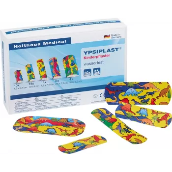 Holthaus Medical YPSIPLAST 40790 spalvotų pleistrų rinkinys, 50 vnt., hipoalergeninis, atsparus vandeniui, be latekso