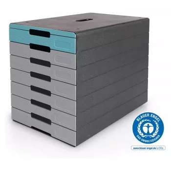 DURABLE IDEALBOX PLUS dokumentų stalčius, 7 stalčiai, DIN A4, pilkas/mėlynas, polistirenas 776306