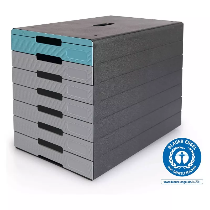DURABLE IDEALBOX PLUS dokumentų stalčius, 7 stalčiai, DIN A4, pilkas/mėlynas, polistirenas 776306