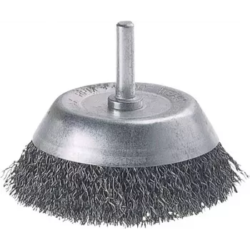 Wolfcraft 2108000 puodelinis šepetys su 1/4 colio (6,3 mm) kotu, 50 mm mazguota plienine viela, 12500 RPM