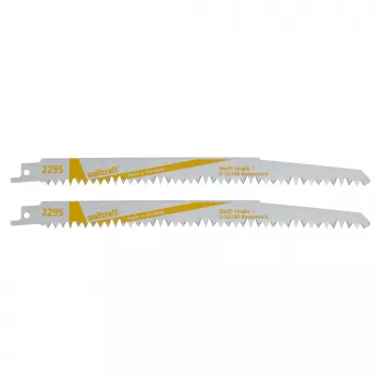 Wolfcraft 2295000 slenkamojo pjūklo ašmenys 230 mm, 2 vnt., HCS, 6 TPI, medienai ir plastikui