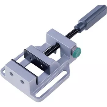Wolfcraft 3410000 stalinis spaustuvas su sukamuoju pagrindu, 100 mm žandų plotis, 100 mm suspaudimo diapazonas, pilkasis ketus, mėlynas/pilkas