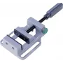 Wolfcraft 3410000 stalinis spaustuvas su sukamuoju pagrindu, 100 mm žandų plotis, 100 mm suspaudimo diapazonas, pilkasis ketus, mėlynas/pilkas