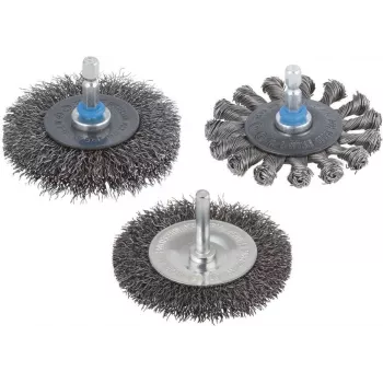 Wolfcraft 75 mm mazginis plieninis diskinis šepetys su 6,3 mm kotu 2100000