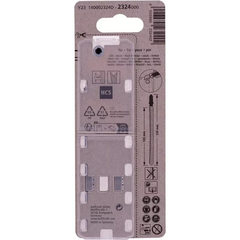 Wolfcraft 2324000 HCS 130 mm T formos kotelio pjūklelio ašmenys, 1 vnt.