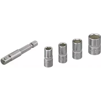 Wolfcraft 2413000 5 dalių išorinių šešiakampių galvučių rinkinys, 1/4 inch pavara, chromo vanadžio plienas