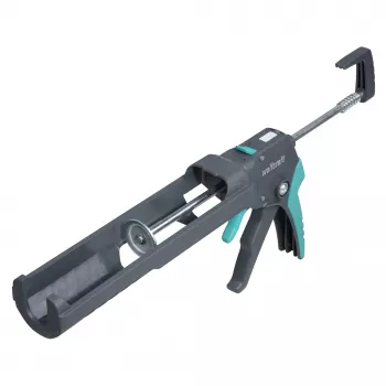 Wolfcraft 4358000 rankinis hermetiko pistoletas 310 ml kasetėms, lašėjimą stabdantis, 360° pasukamas laikiklis, ergonomiška dviejų komponentų rankena, juodas/raudonas