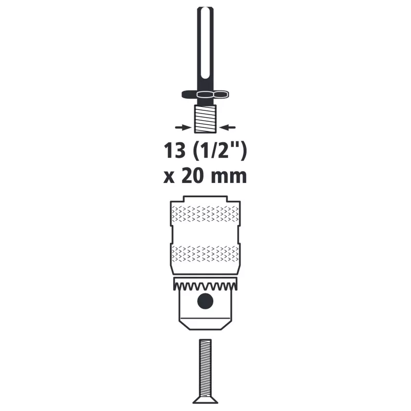 wolfcraft 2640000 SDS-plus gręžimo griebtuvo adapteris 1/2 colio-20 UNF