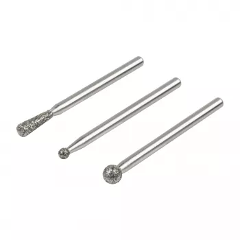 Wolfcraft 5988000 deimantinių šlifavimo antgalių rinkinys, rutulio ir kūgio formos, 3 dalių