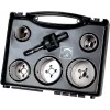 Wolfcraft 5423000 8 dalių kiaurymių pjūklų rinkinys, 25-68 mm, anglinio plieno, su šešiakampiu įtvaru ir centriniu grąžtu, dėkle