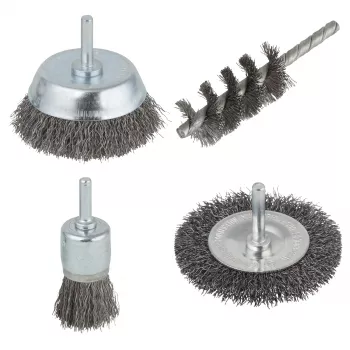 wolfcraft plieninių vielinių šepečių rinkinys, 4 vnt. (2133000)