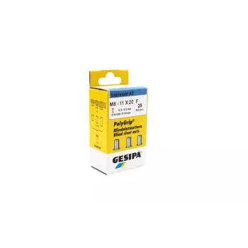 GESIPA PolyGrip® aklųjų kniedžių veržlė M8, nerūdijantis plienas A2, 11x20mm, 25 vnt. 1464837