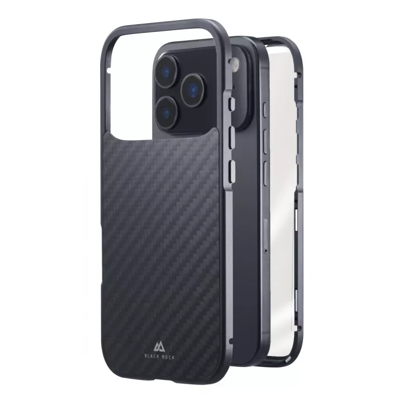 Black Rock Cover 360° stiklas, skirtas Apple iPhone 17 Pro, Real Carbon, 00080399