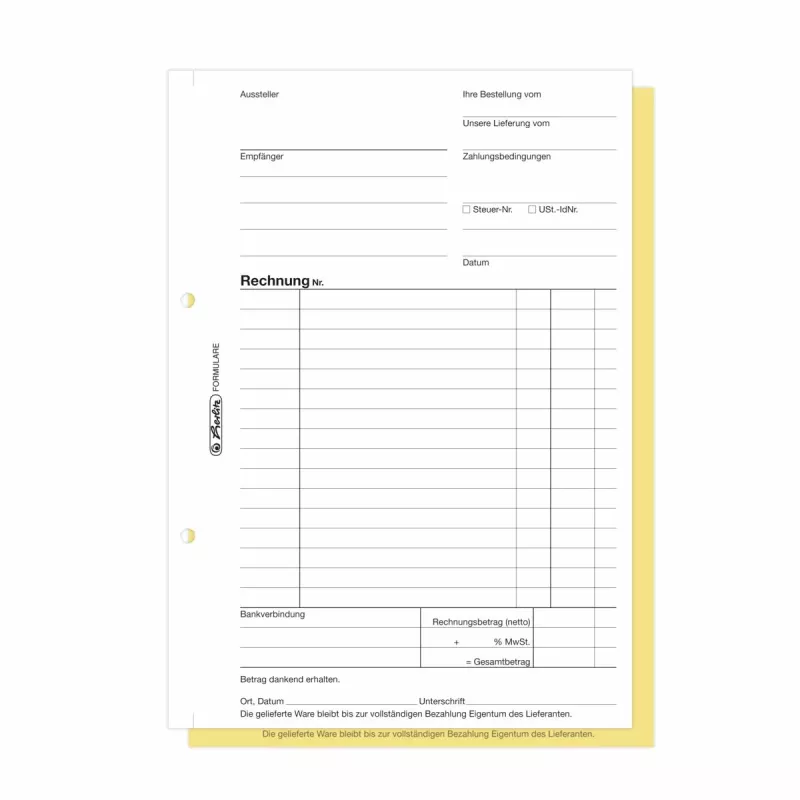 Herlitz sąskaitų faktūrų blankai A5, 2 dalių, be anglies, 4 vnt. 300003799