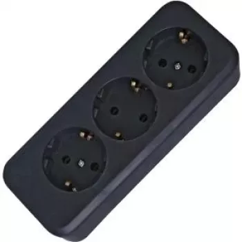 HEINRICH KOPP 3 vietų elektros skirstytuvas be jungiklio, juodas, be laido, 16 A, 250 V, Schuko, su apsauga nuo vaikų, montuojamas ant sienos 120305001