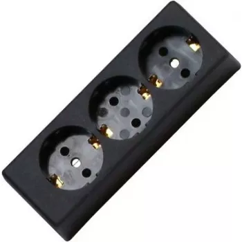 HEINRICH KOPP 3 vietų elektros skirstytuvas be jungiklio, juodas, be laido, 16 A, 250 V, Schuko, su apsauga nuo vaikų, montuojamas ant sienos 120305001