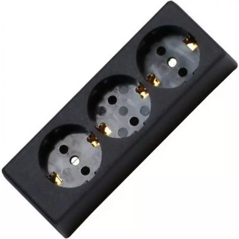 HEINRICH KOPP 3 vietų elektros skirstytuvas be jungiklio, juodas, be laido, 16 A, 250 V, Schuko, su apsauga nuo vaikų, montuojamas ant sienos 120305001