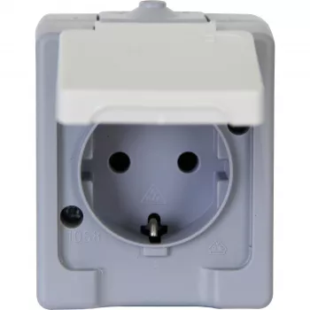 HEINRICH KOPP paviršinio montavimo Schuko rozetė 16A 250V IP44 pilka/balta 100648007