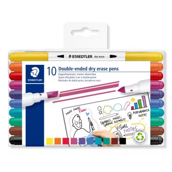STAEDTLER 3010 TB10 flomasteriai, 10 skirtingų spalvų, 1,0 mm apvalus antgalis, vandeniniais dažais