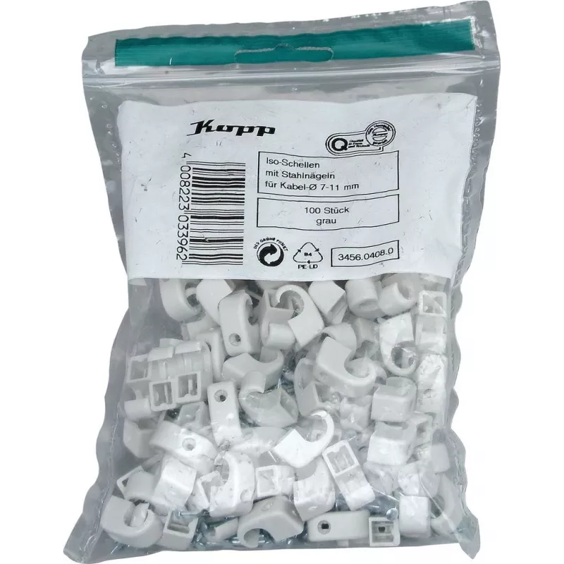 Kopp kabelio spaustukas su vinimi, ryšulio skersmuo 7-11 mm, pilkas, 100 vienetų 345604080