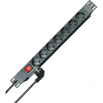 HEINRICH KOPP 19 inch 1U stovo maitinimo juosta 7 lizdų Schuko juoda 2 m kabelis 16A 930705011