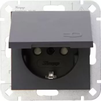 HEINRICH KOPP HK 07 įleidžiama Schuko rozetė su atlenkiamu dangteliu, antracito spalvos 940115001