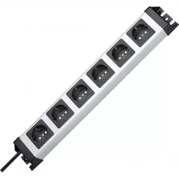 HEINRICH KOPP POWERversal 6 vietų Schuko elektros prailgintuvas, pilkas/juodas, 1,4 m kabelis 226720018
