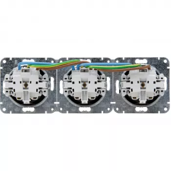 HEINRICH KOPP HK07 KombiQuick trigubas Schuko lizdas, antracito spalvos, įleidžiamas, 16 A, 250 V, su vaikų apsauga, be halogenų 133415001