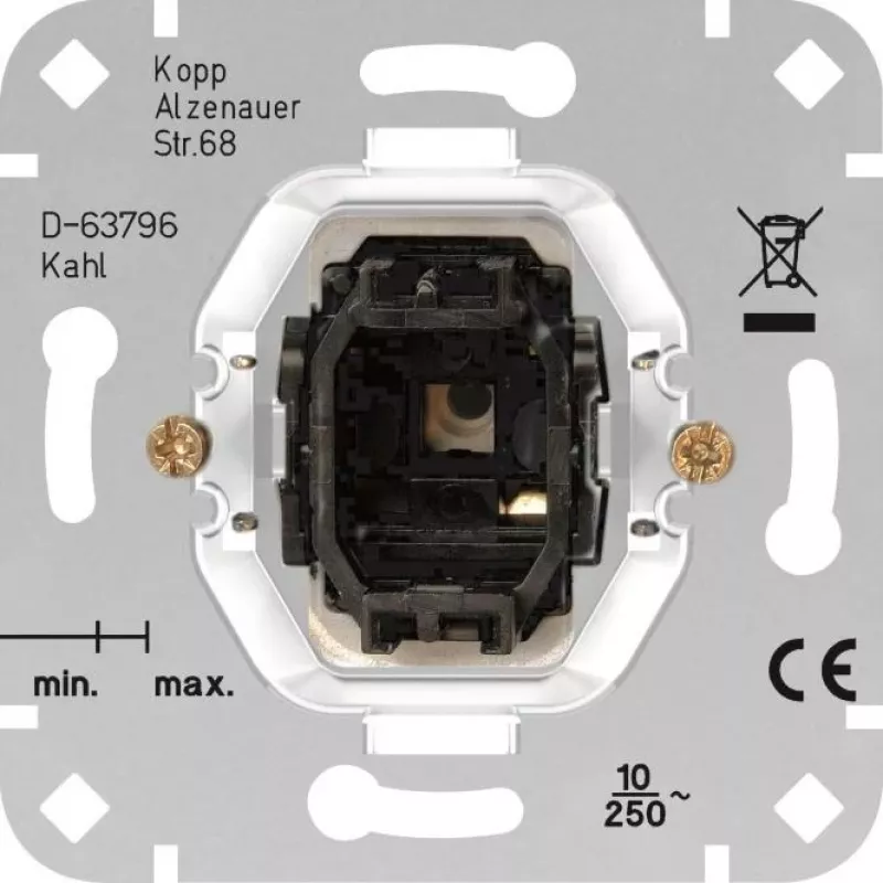 HEINRICH KOPP mygtuko įdėklas HK05/HK07 serijai, aliuminis, 1-polio, 250V AC, 10A 504400001