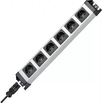 Kopp POWERversal 6 vietų maitinimo juosta su GST18i įėjimu, be jungiklio, sidabrinė/juoda 2.29420012E8