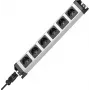Kopp POWERversal 6 vietų maitinimo juosta su GST18i įėjimu, be jungiklio, sidabrinė/juoda 2.29420012E8