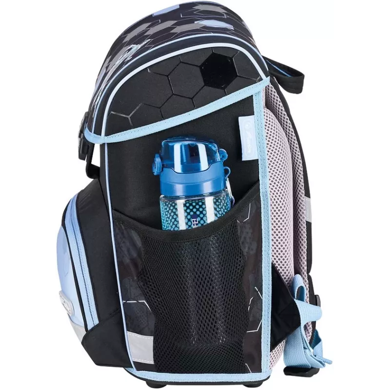 Herlitz mokyklinė kuprinė Loop 6-9 metų su Cyber Soccer Robot dizainu, 16 L, 4 dalių rinkinys, poliesteris, juoda