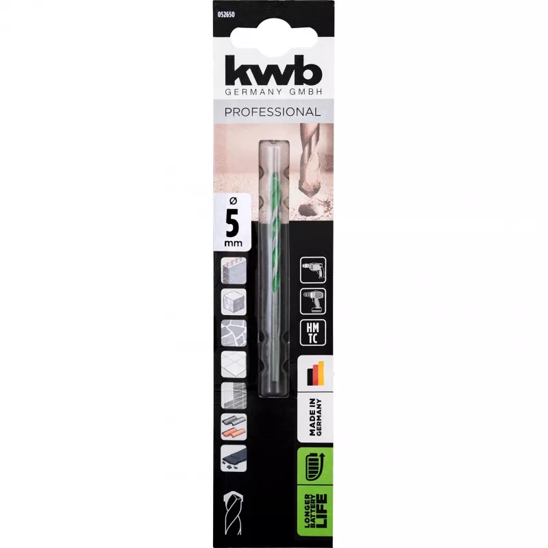 kwb 052650 karbido grąžtas granitui 5 mm x 85 mm cilindrinis kotas