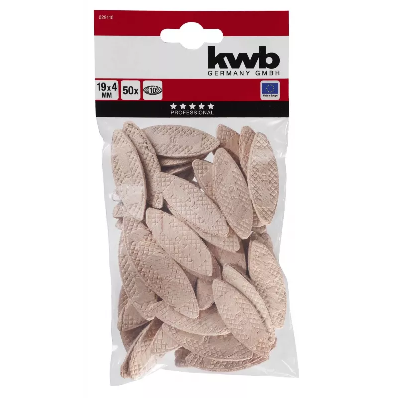 kwb mediniai kaiščiai 10 mm, 50 vnt., bukas, su grioveliais, DIN 68150 029110