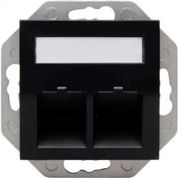 HEINRICH KOPP HK07 Keystone sieninė plokštė su dangteliu, IP44, 2 lizdų, juoda 953850004