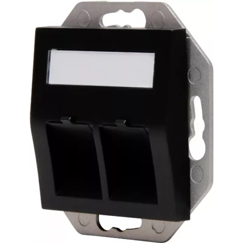HEINRICH KOPP HK07 Keystone sieninė plokštė su dangteliu, IP44, 2 lizdų, juoda 953850004