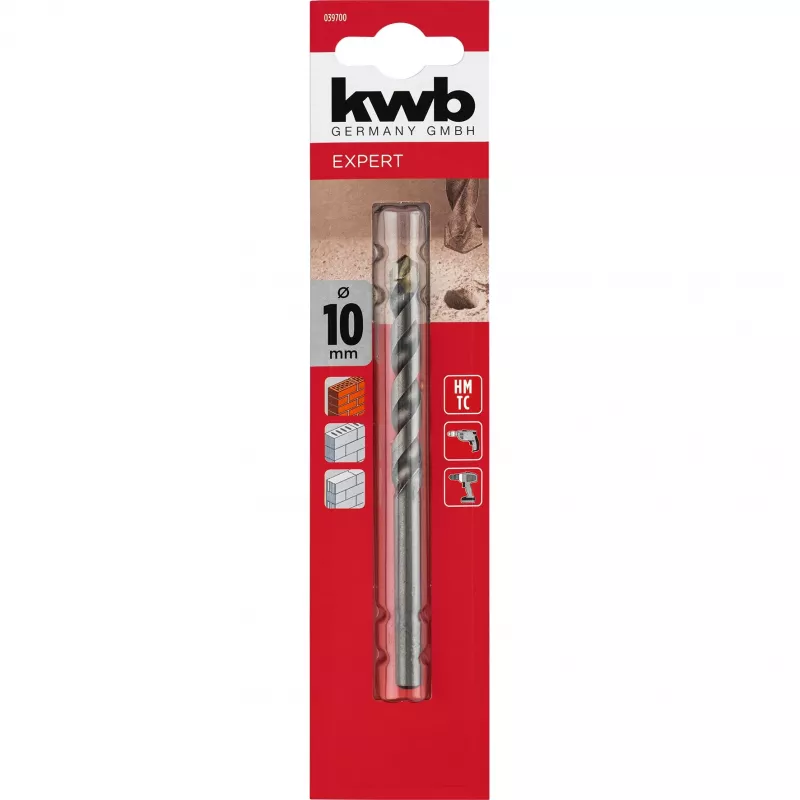kwb 039700 HSS akmens spiralinis grąžtas 10 mm x 120 mm cilindriniu kotu (1 vnt.)
