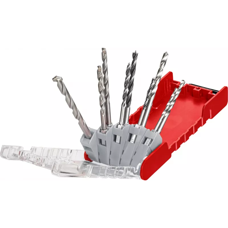 KWB 109155 HSS sukinių grąžtų rinkinys, 9 dalių, 1,5–6,0 mm, DIN 338, šlifuoti, metalui, plastikui, medienai