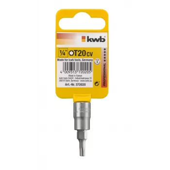 kwb 372020 Torx T20 1/4 inch šešiabriaunis atsuktuvas antgalis, 25 mm, S2 plieno