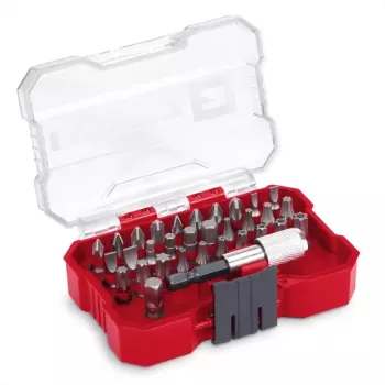 Einhell 32 dalių atsuktuvų antgalių rinkinys su magnetiniu laikikliu, S2 plienas, PH/PZ/SL/Torx/Hex, 1/4 inch šešiakampis kotas 118693