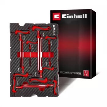 Einhell 370526 9 dalių įdėklų rinkinys E-Case dėklui, raudona/juoda