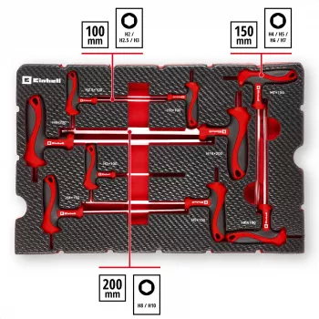 Einhell 370526 9 dalių įdėklų rinkinys E-Case dėklui, raudona/juoda