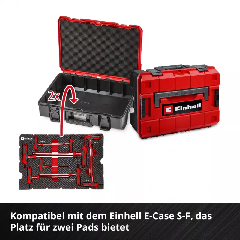 Einhell 370526 9 dalių įdėklų rinkinys E-Case dėklui, raudona/juoda